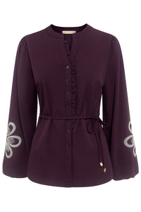 Triple Nine Blouse BLS5923 Broderie/Cord Deep purple