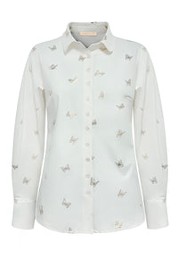 Triple Nine Blouse Gold butterfly print BLS5927 White