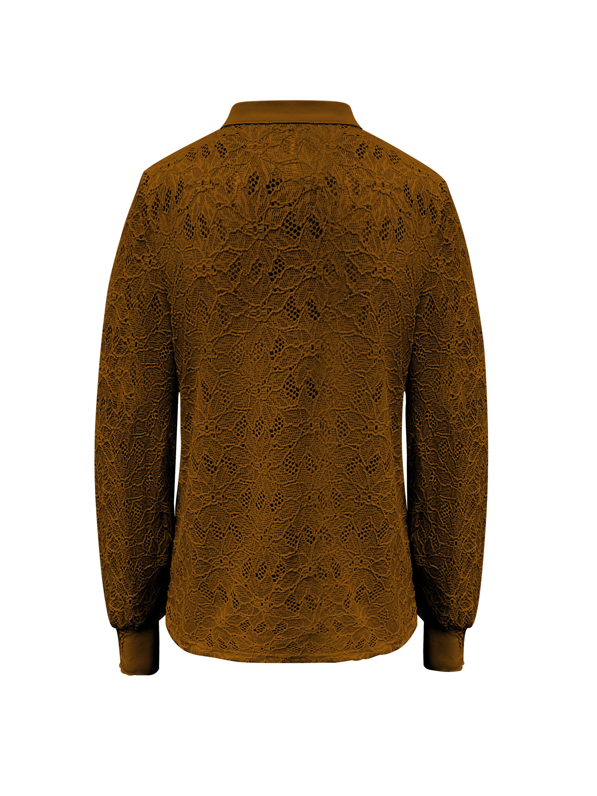 Triple Nine BLS5946 Doorknoop Blouse Kant met Gouden Knopen Caramel - achterkant