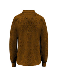Triple Nine BLS5946 Doorknoop Blouse Kant met Gouden Knopen Caramel - achterkant
