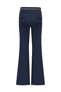 Triple Nine Broek BR2304 Flared with cold Rib Belt Navy