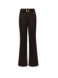 Triple Nine BR3002 Wide Leg Broek met Riem Donker Bruin - voorkant