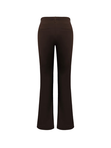 Triple Nine BR3002 Wide Leg Broek met Riem Donker Bruin - achterkant