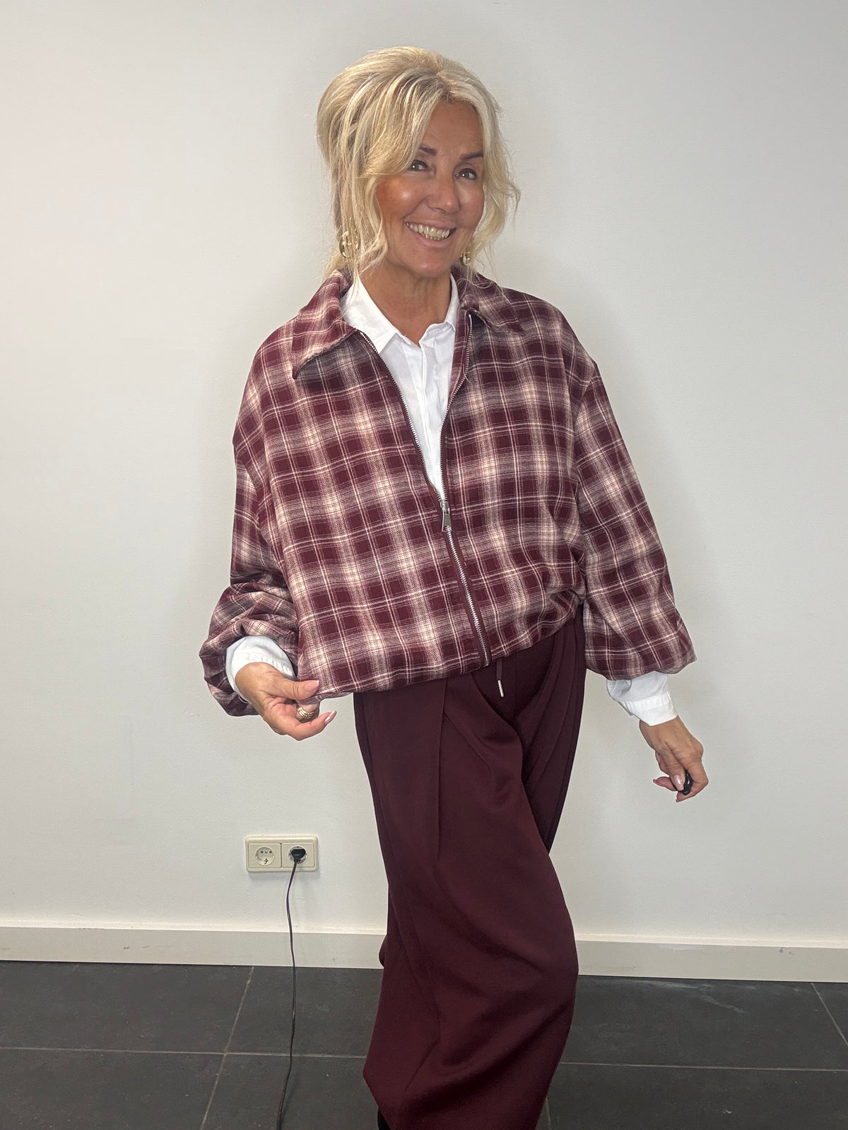 Blousonjacke Bordeaux Reißverschluss