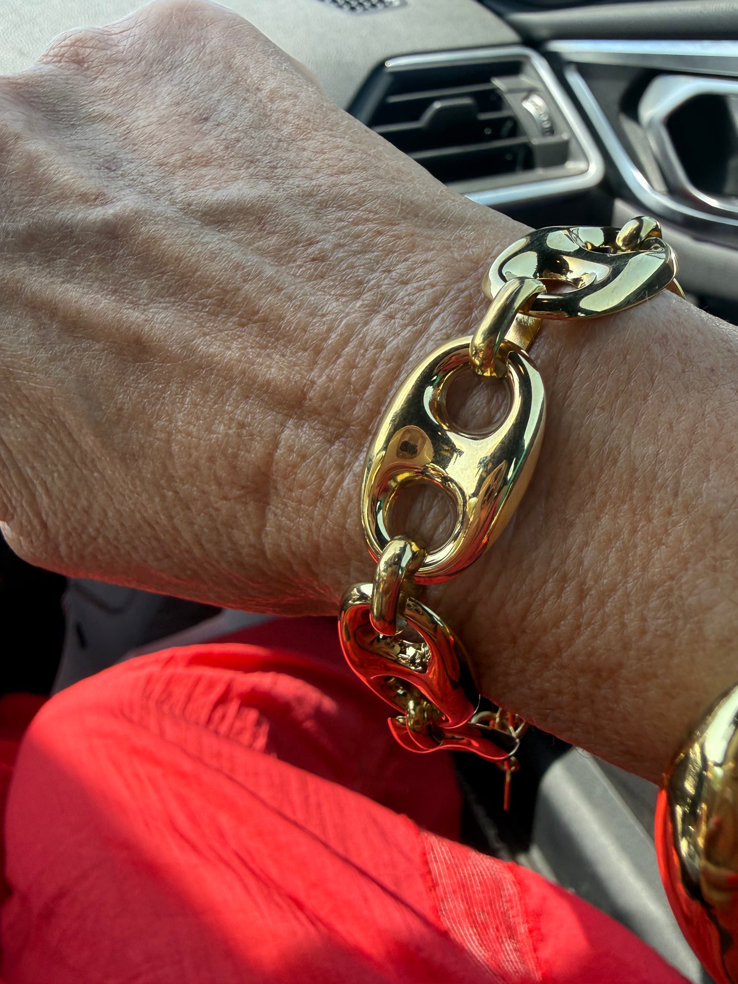 Armband chunky coffee Bean gold