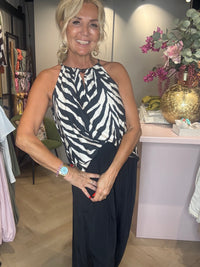 Top halter cebra negro 🦓