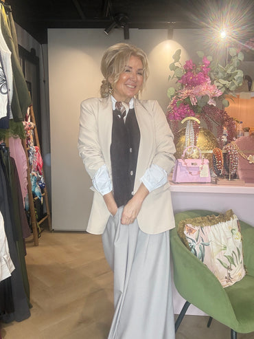 Veste col smoking manches Beige