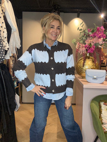 Vest Roos Zigzag blauw/ Bruin