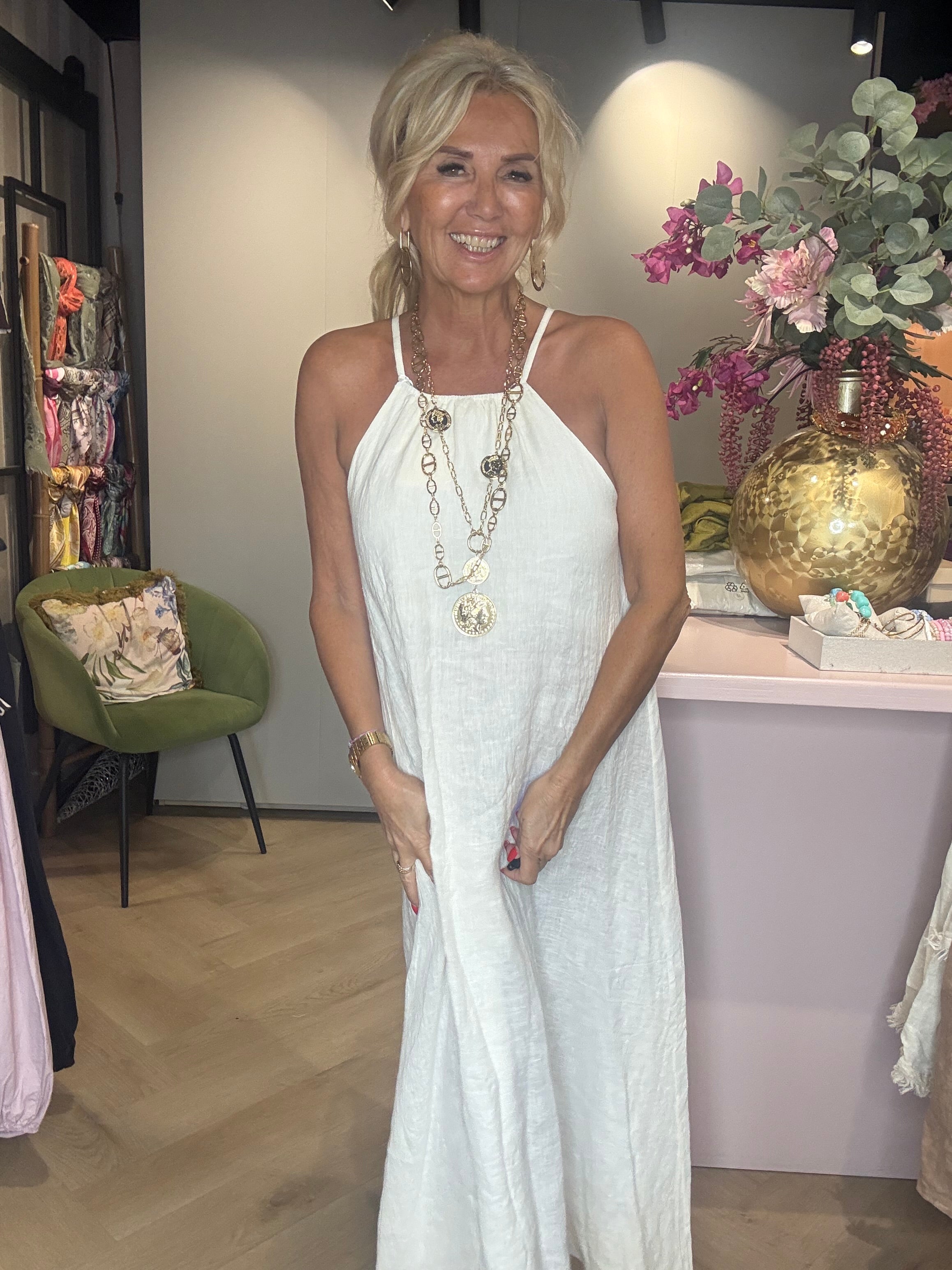 Jurk linnen Off White St Barths