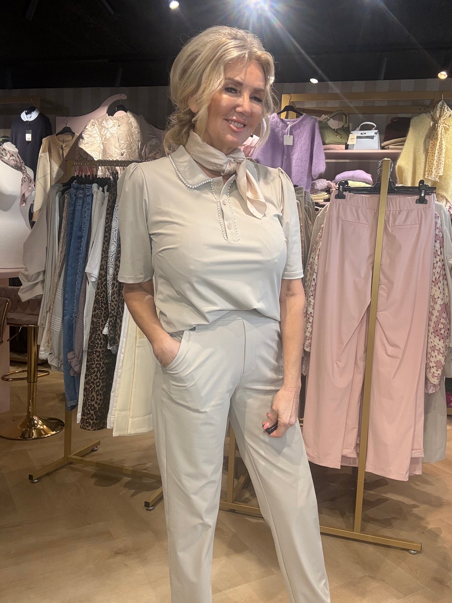 Triple Nine Top TP6941 Beige met Parels