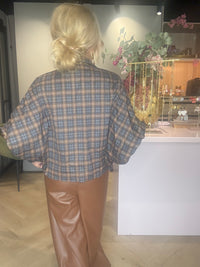 Blouse Emma à carreaux gris camel