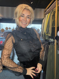 Blouse transparant mouw zwart