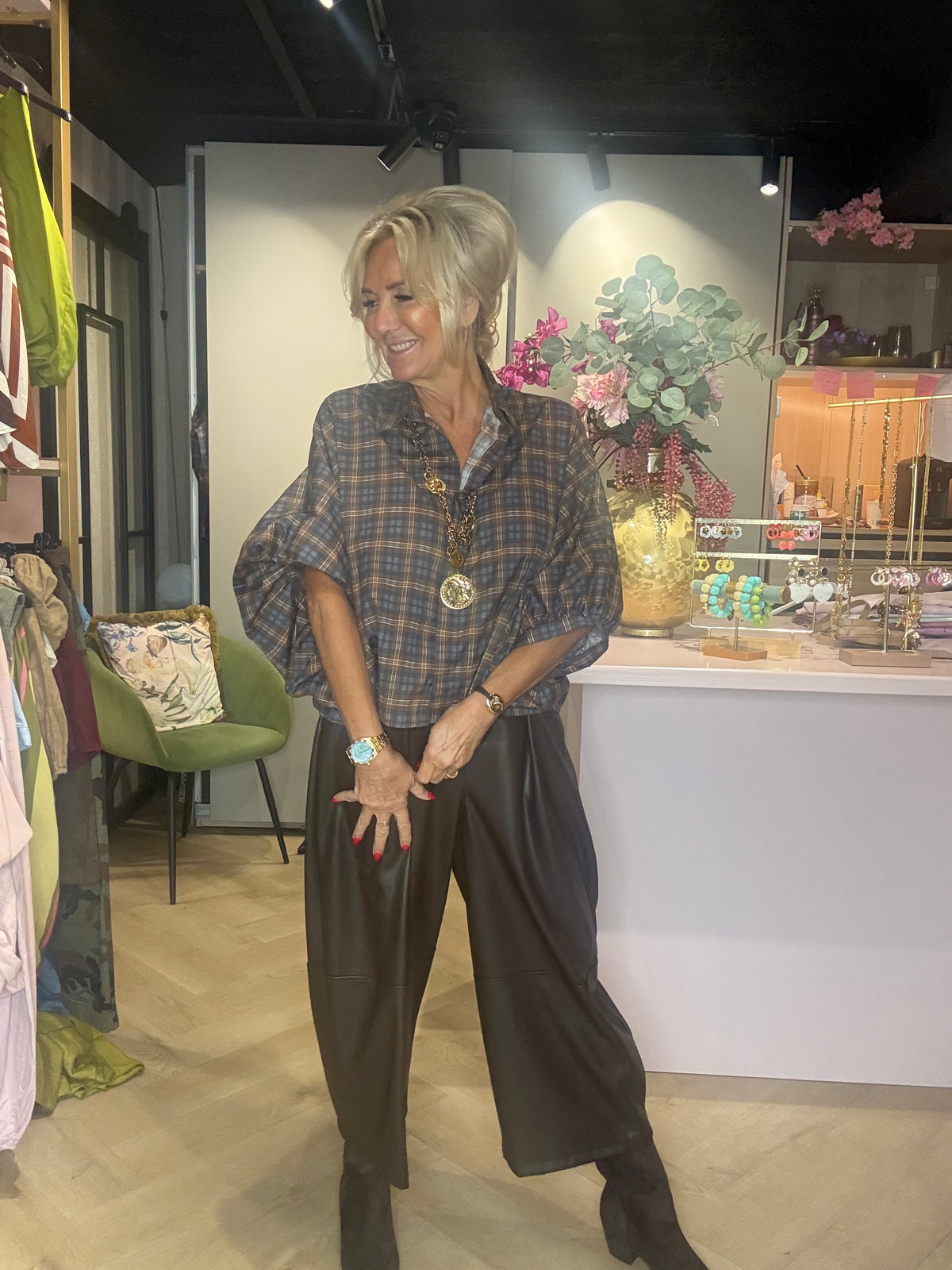 Culotte-Hose Dunkelbraun Falten puh