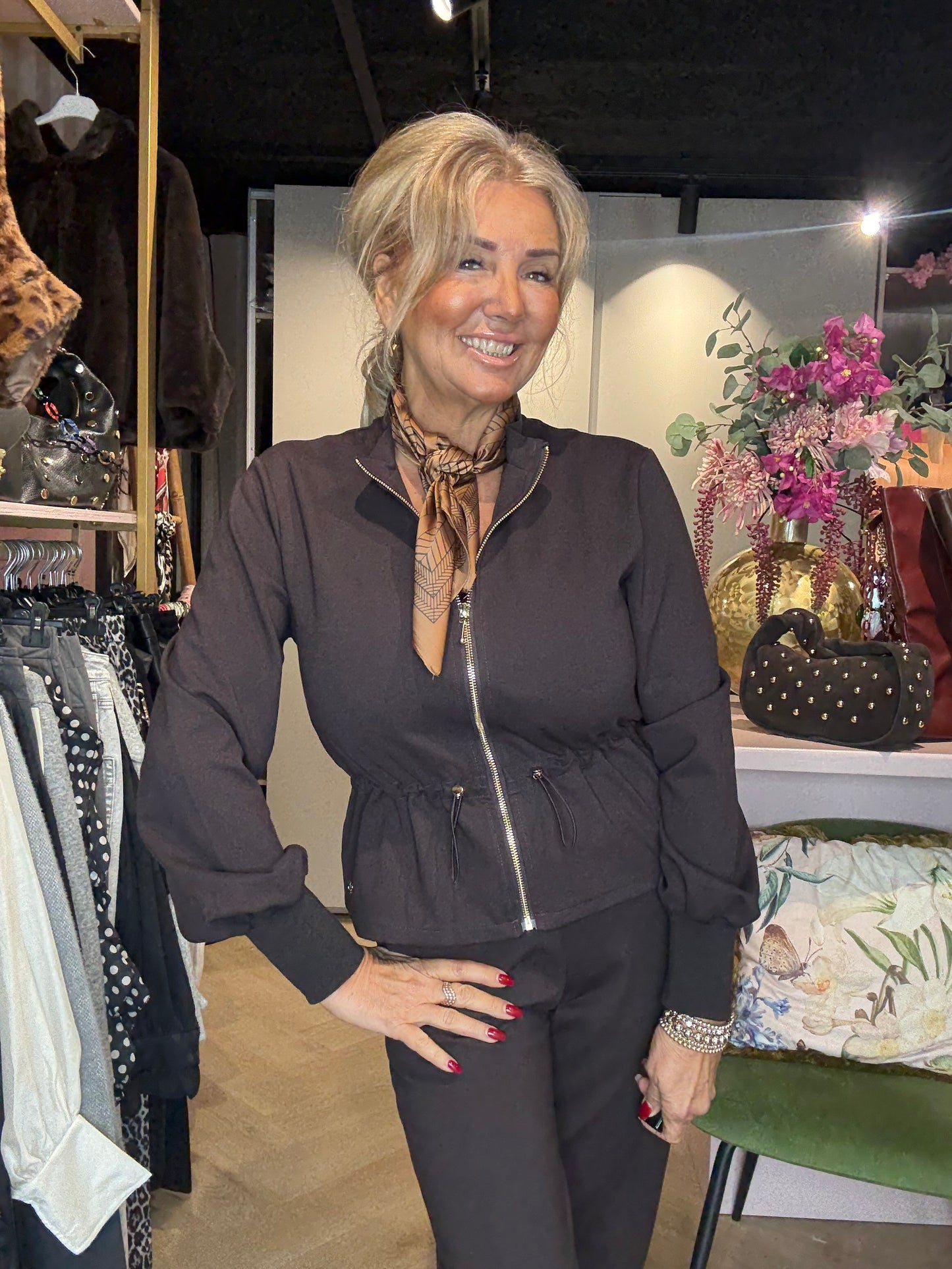 Triple Nine Jacket with Gold zip and string JA92405 Donker Bruin