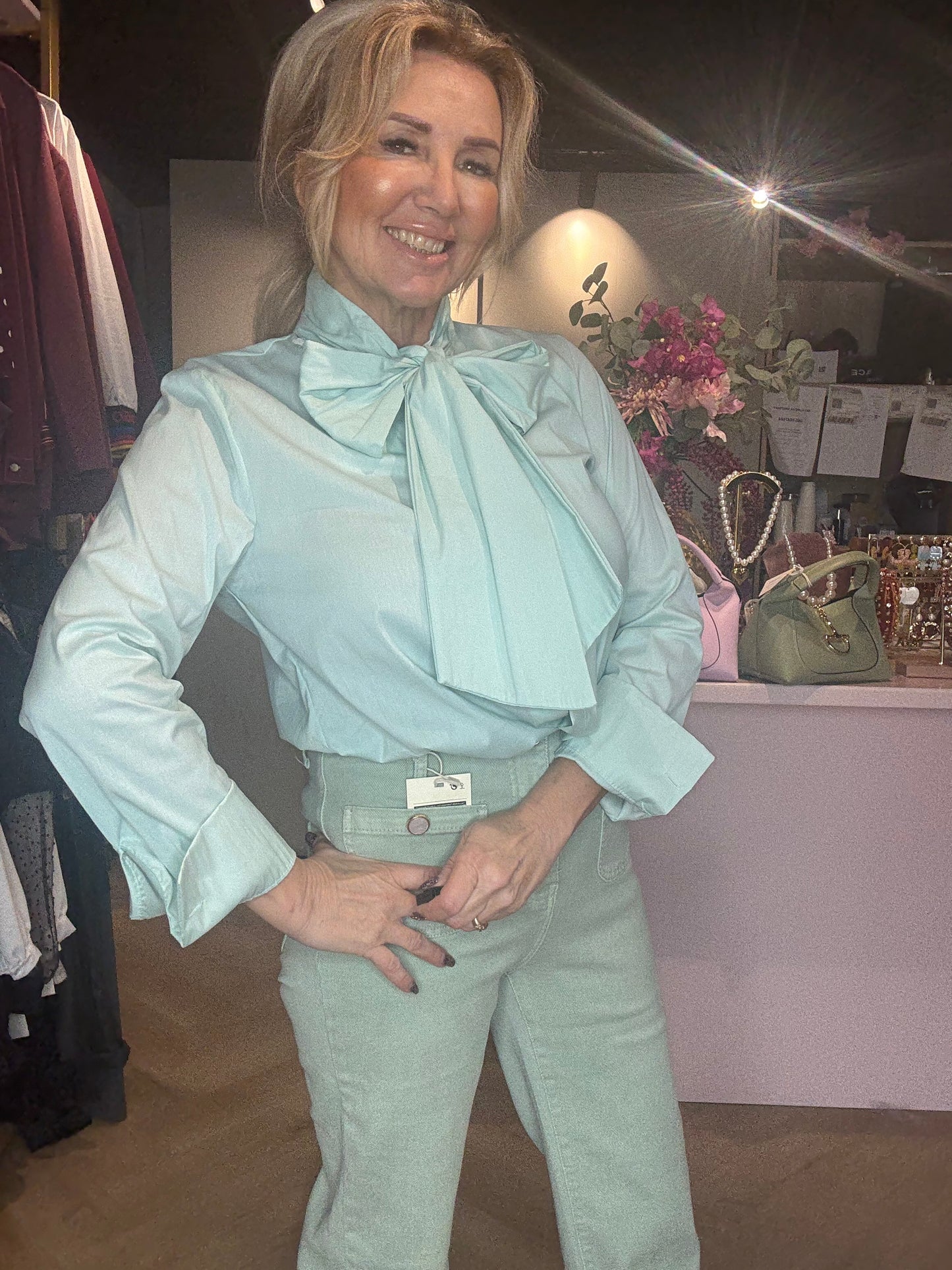 Blouse Mintgroen Bow