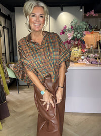 Blouse Emma Ruit Cognac / Grøn