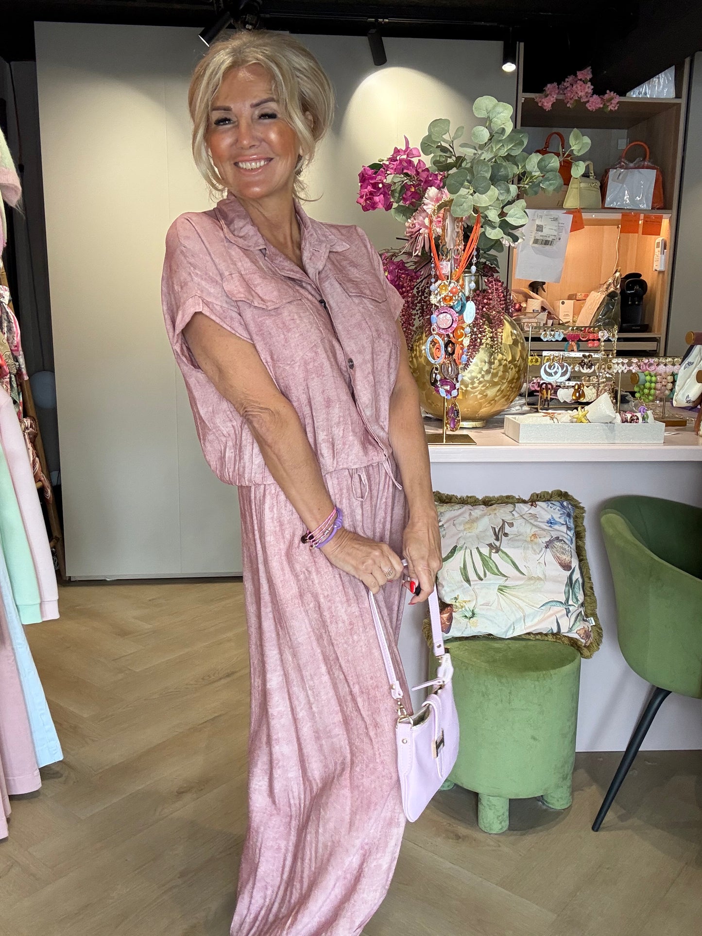 2-delt sæt linnedlook lyserød 🌸ballon