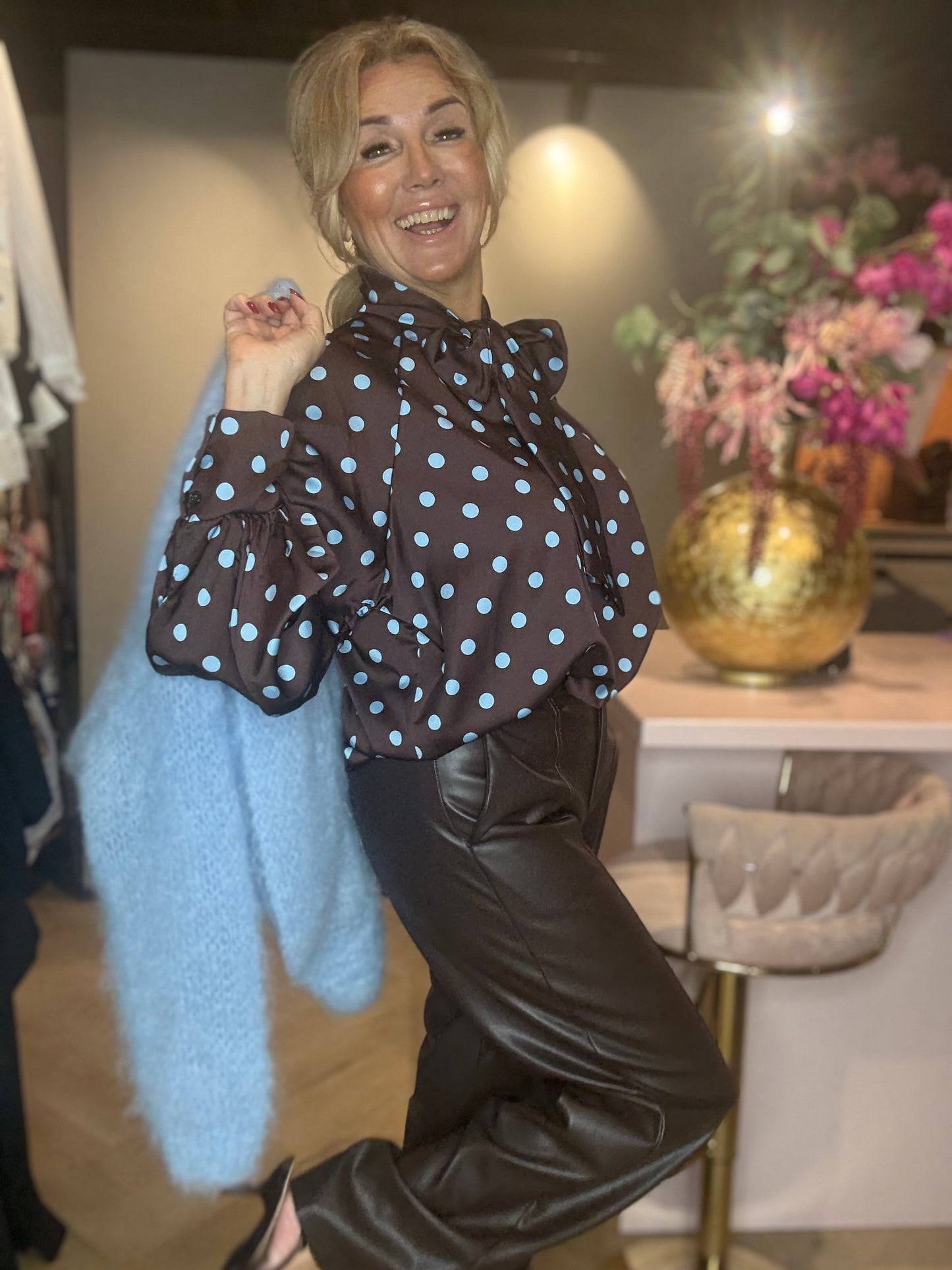 Polkadot Blouse Licht Blauw