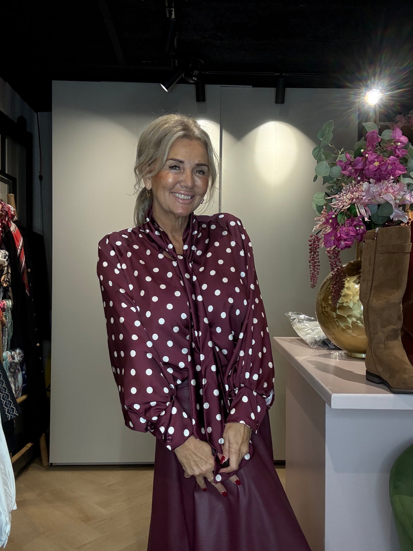 Blouse Polkadot Bordeaux