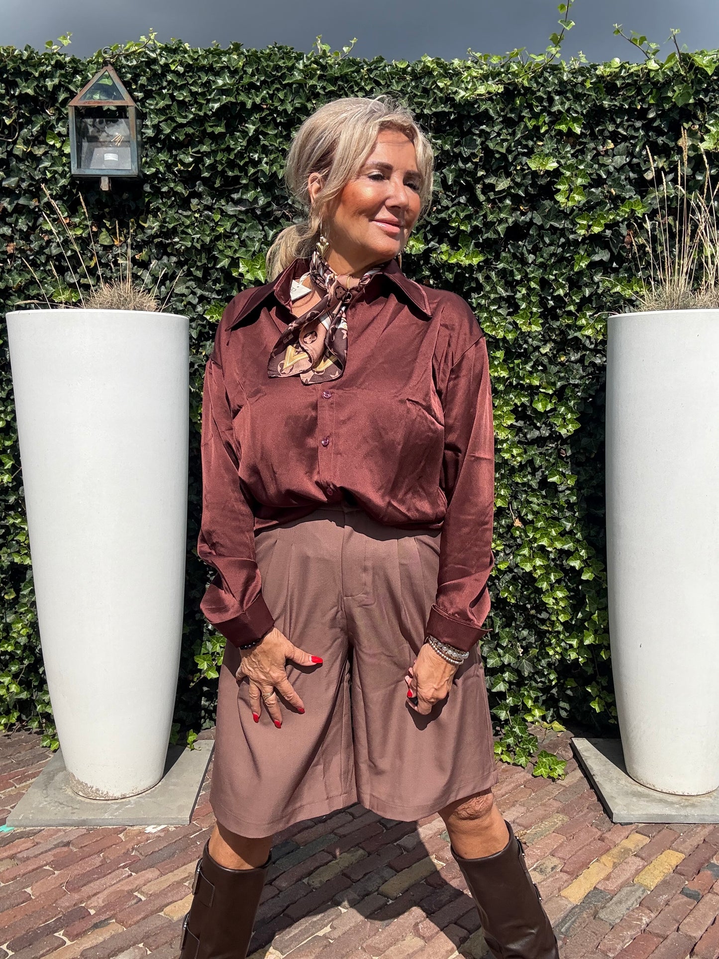 Blouse waterval Lace Bruin/ Burgundy