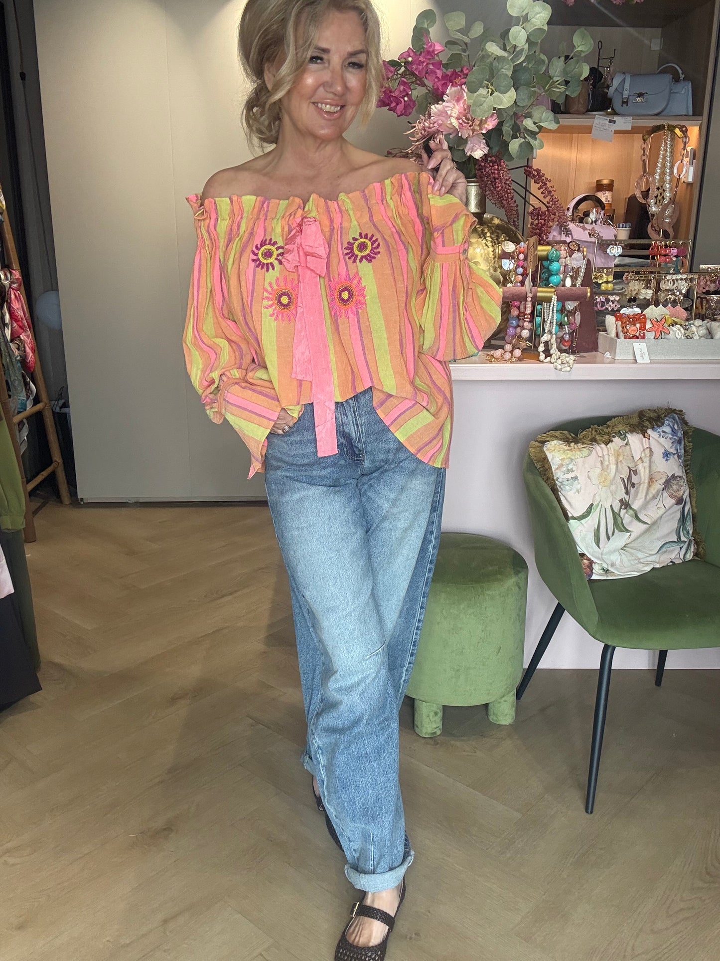 Blouse Off shoulder Orange
