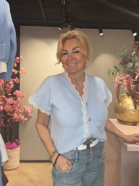 Vest korte mouw & Kant details Zacht Blauw