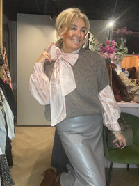 Trui Grof Gebreid Korte Mouw Taupe