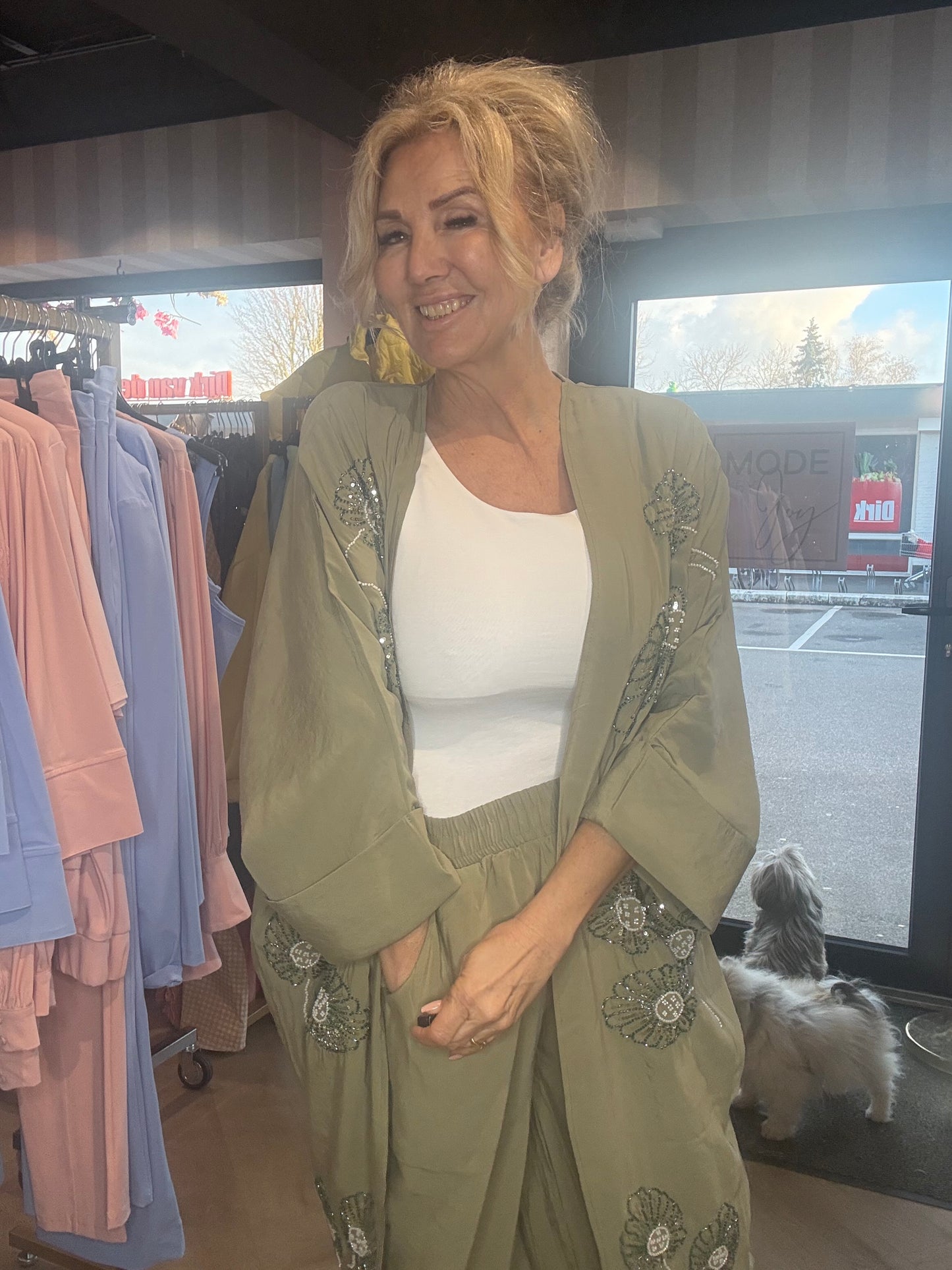 2-delt boho sæt armygrøn