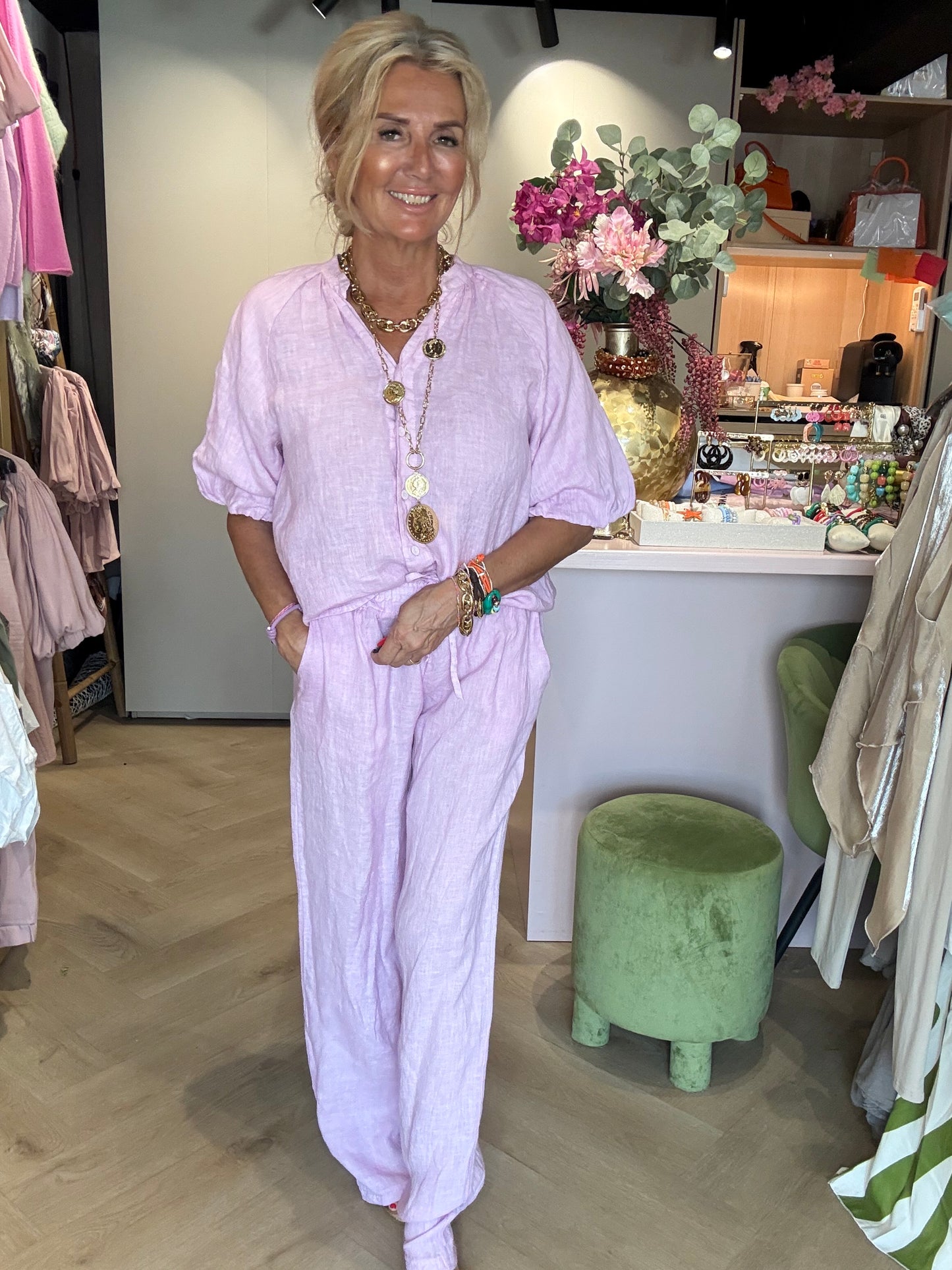 Linnedbukser Lilac med lige ben