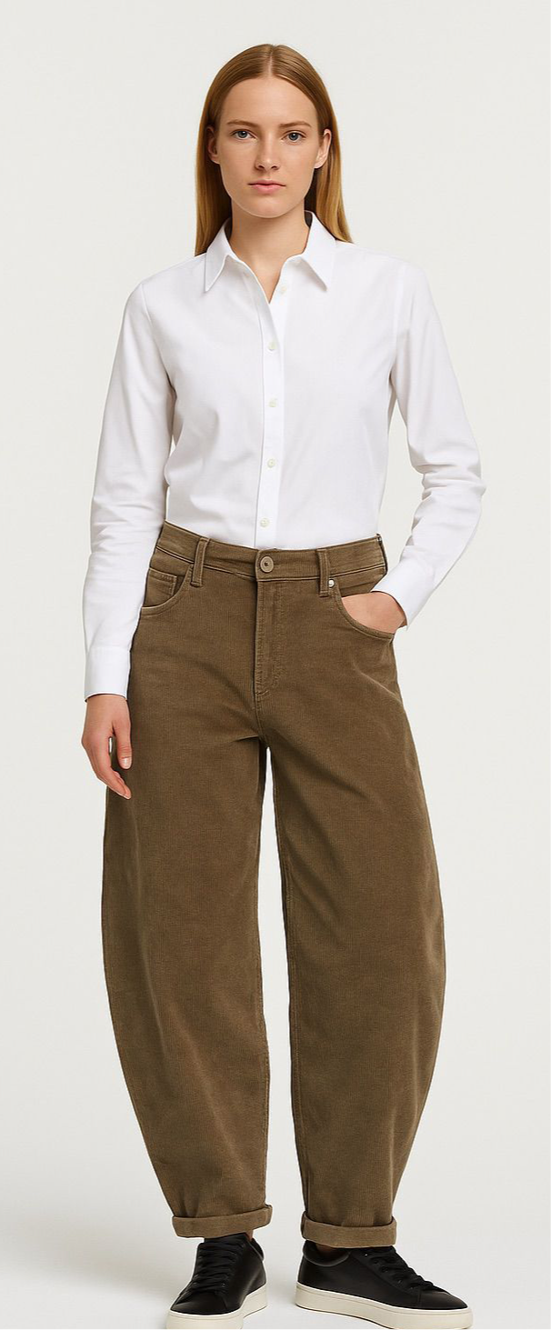 Broek Barrel  Rib Cord Olive