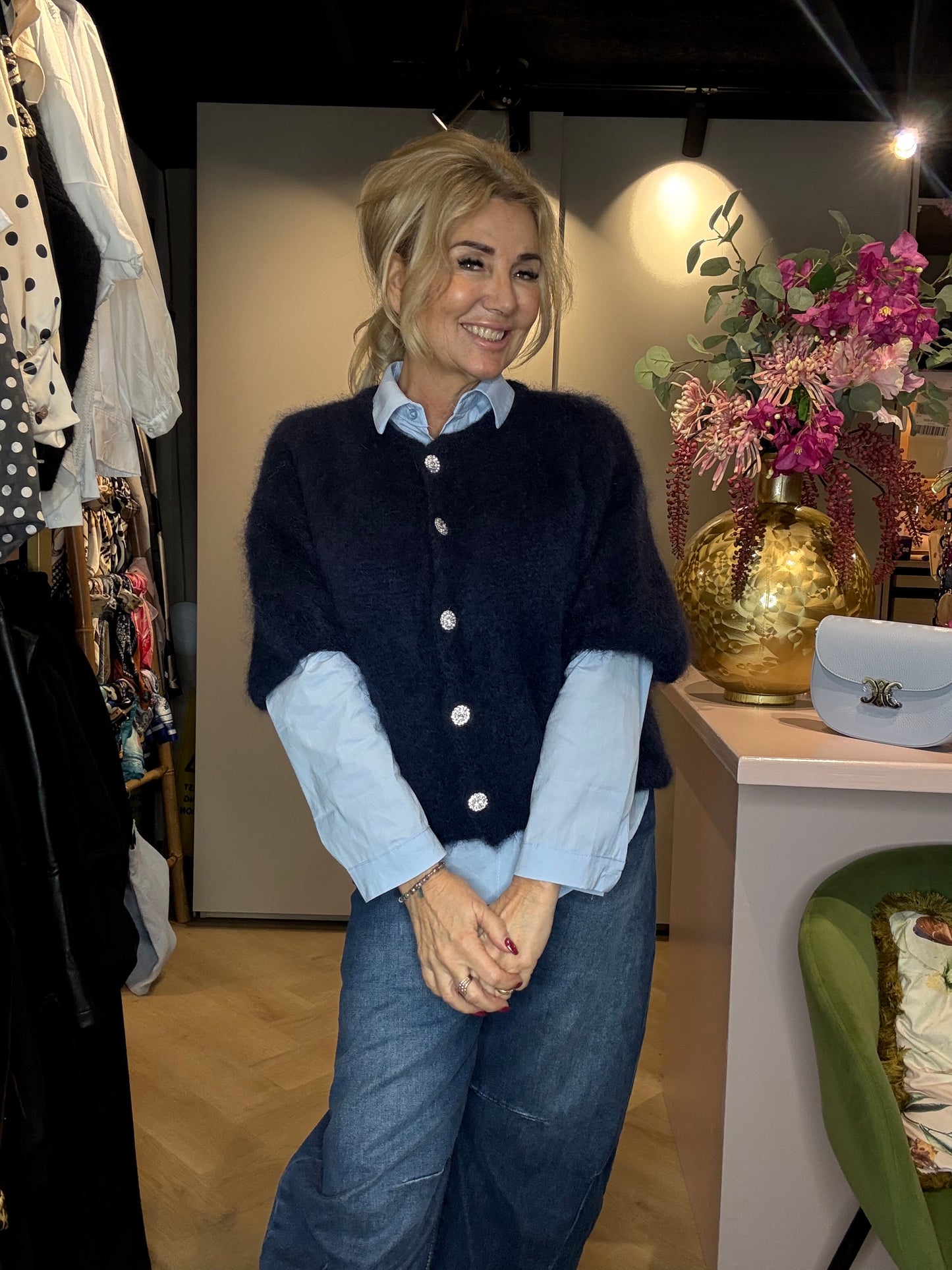 Vest mohair Donker Blauw