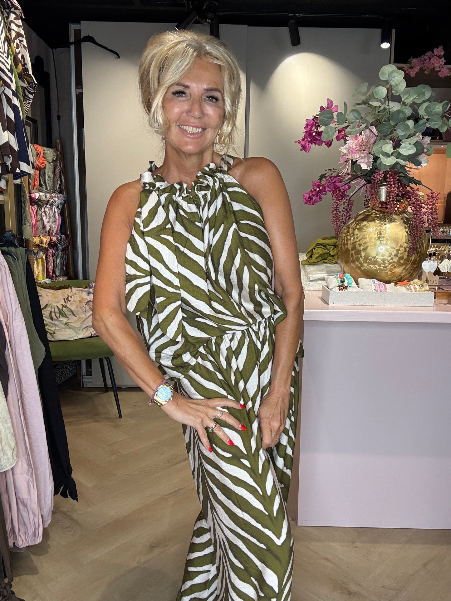 2-piece set zebra Matcha green
