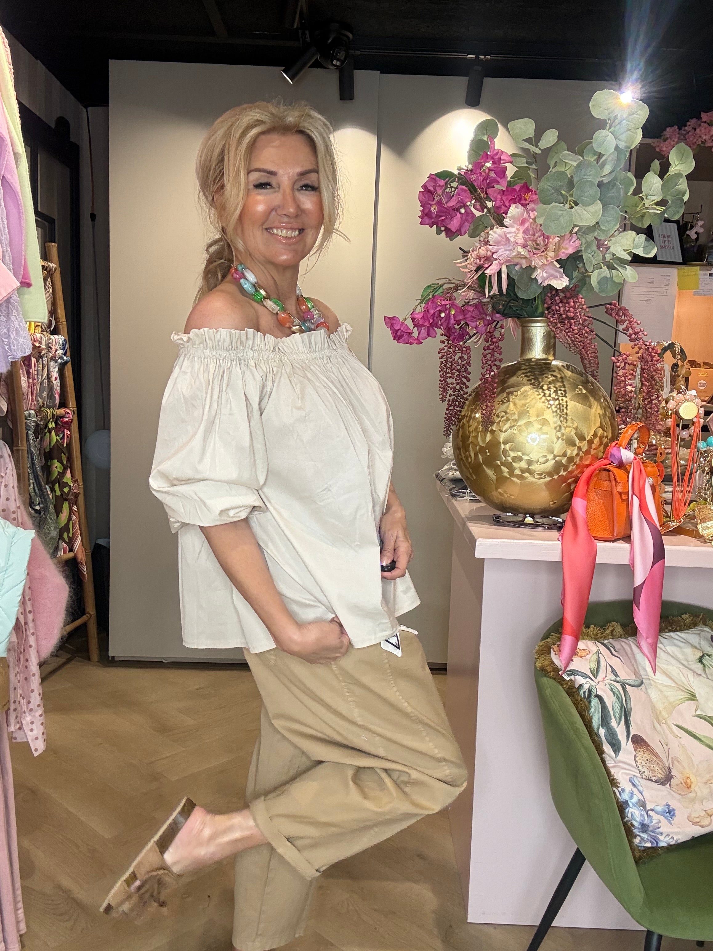 Stropfri bluse creme
