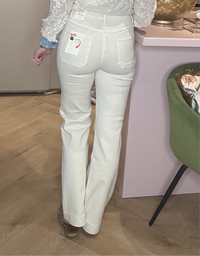 Broek Jeans Knoop detail Crème