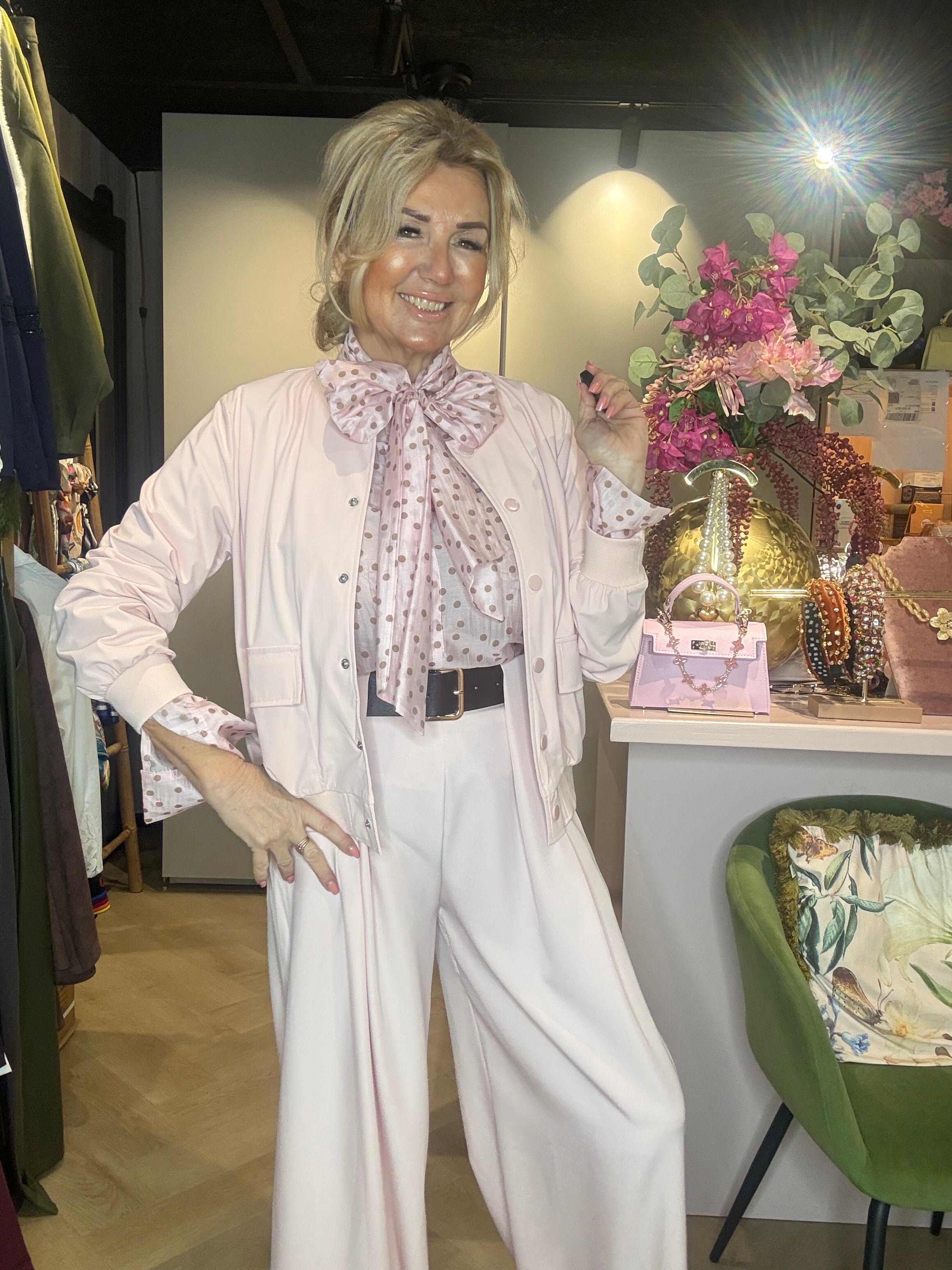 Bluse Rose Sløjfe Camel prik