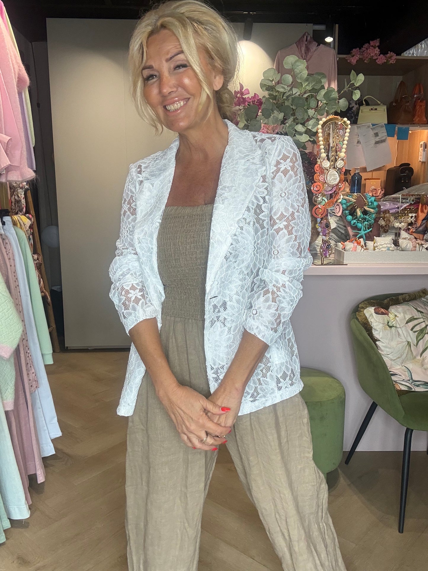 Stropfri jumpsuit camel