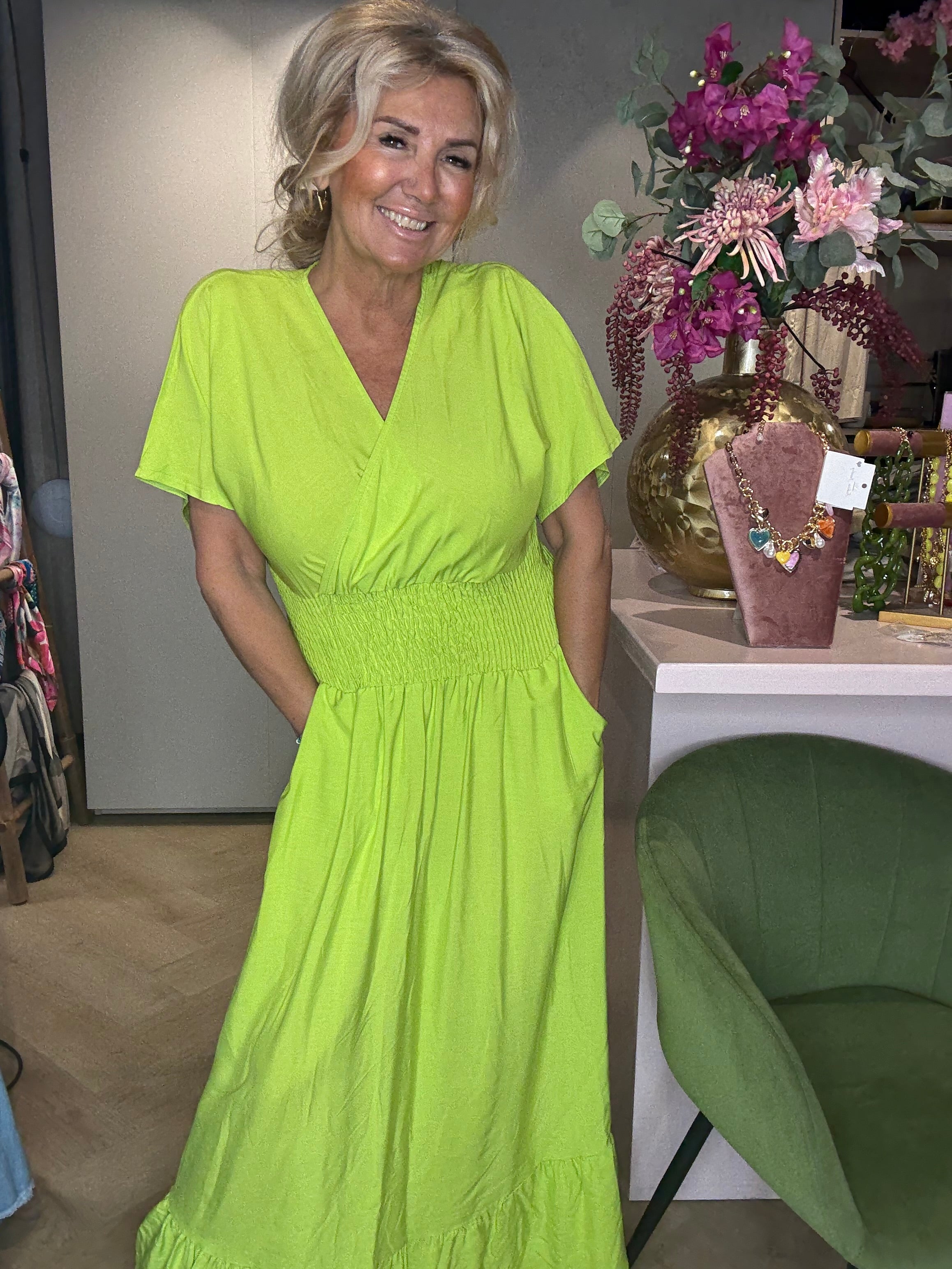 Jurk Maud - Lime Groen