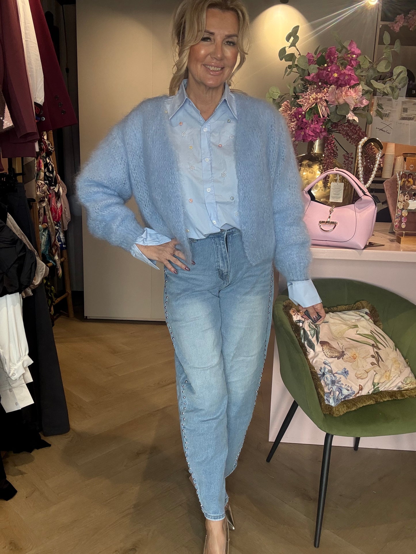 Jeans Broek Bleach studs