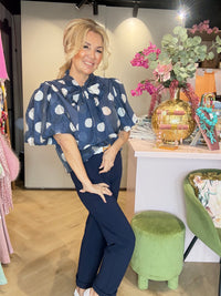 Bluse Store Prikker Mørkeblå
