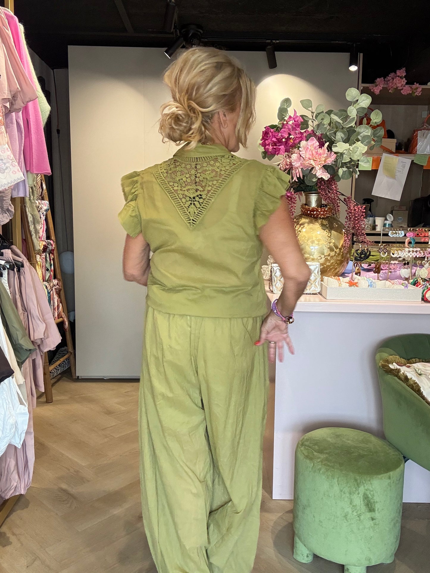 2 Delige set Matcha broderie