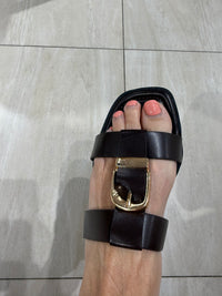 Slipper Donkerbruin Gesp