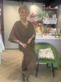 Linnen broek Marbella bruin