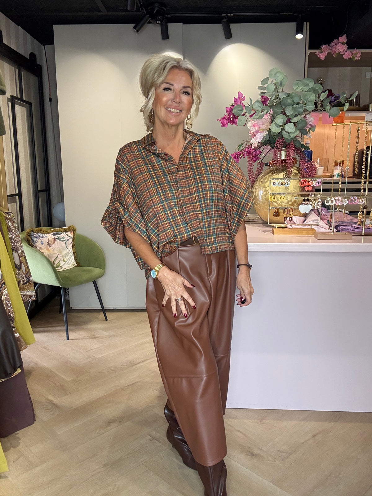 Broek culotte Cognac plooi puh