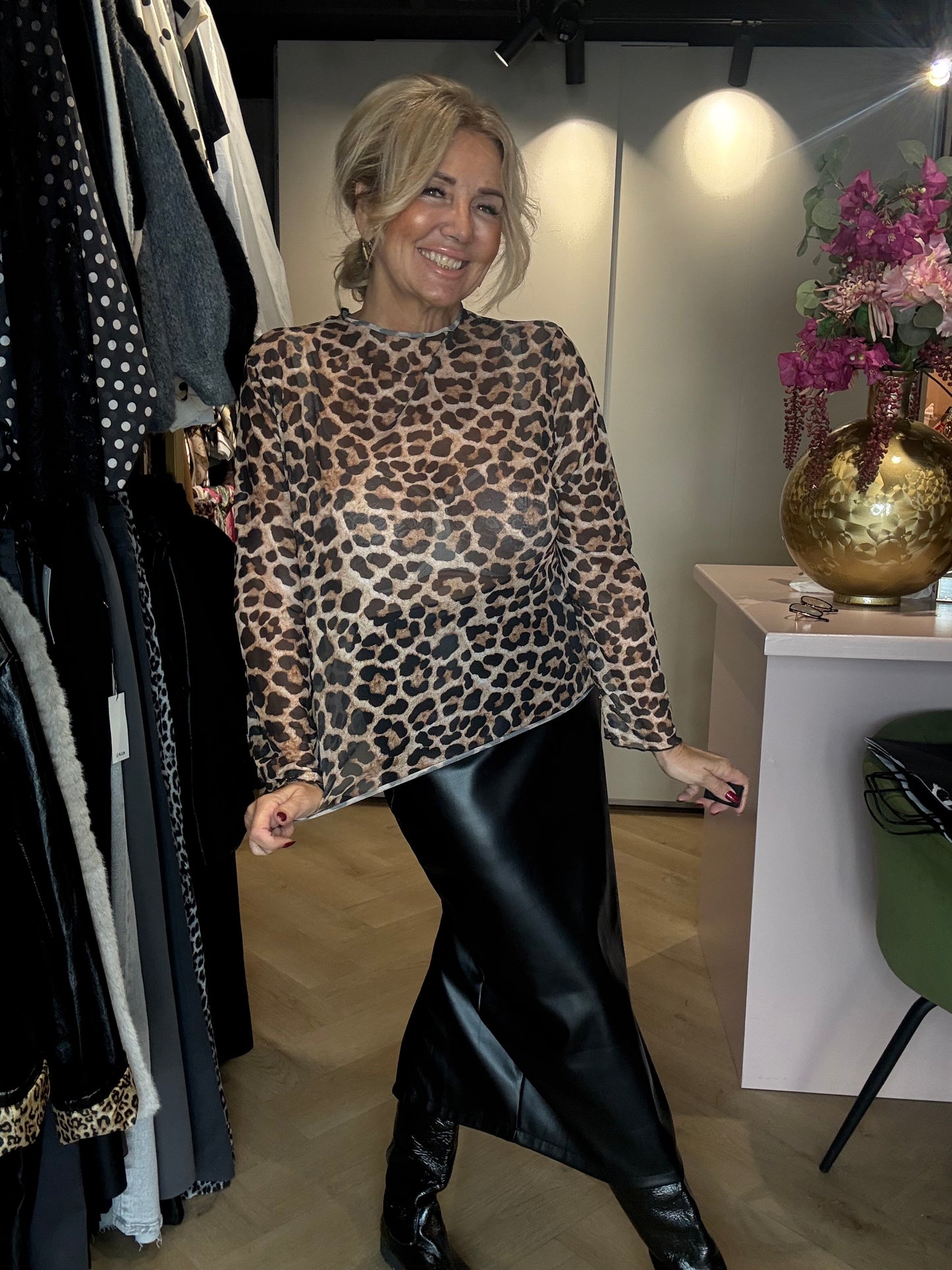 Rok Puh  Leatherlook Zwart Koker Model