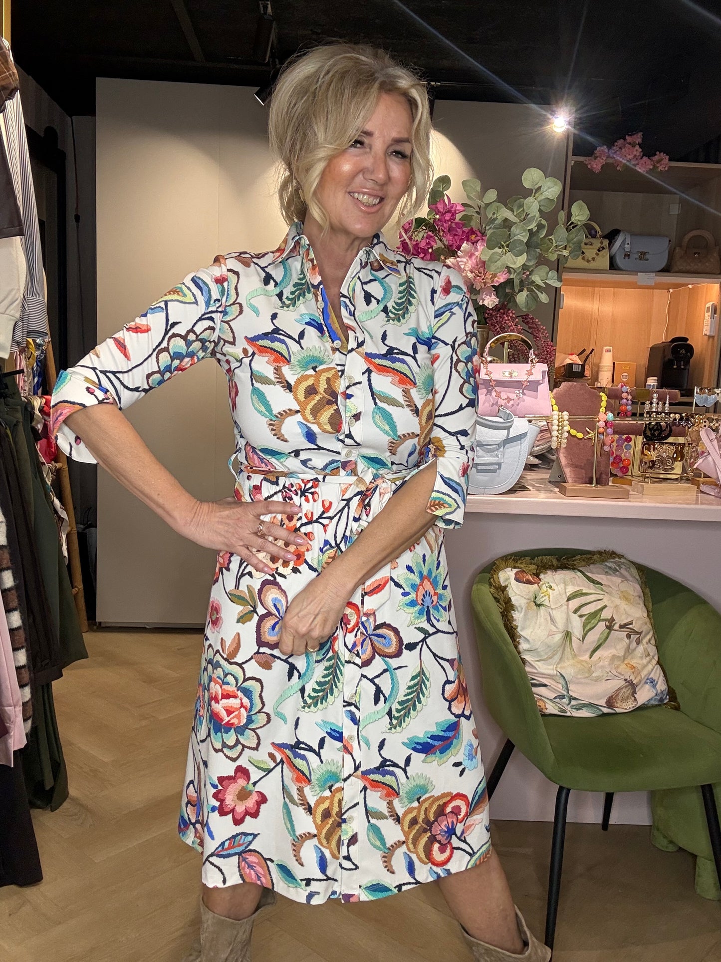 Mi Piace Dress | MP202757EBPT Embroidered Bloom Print - Multicolour