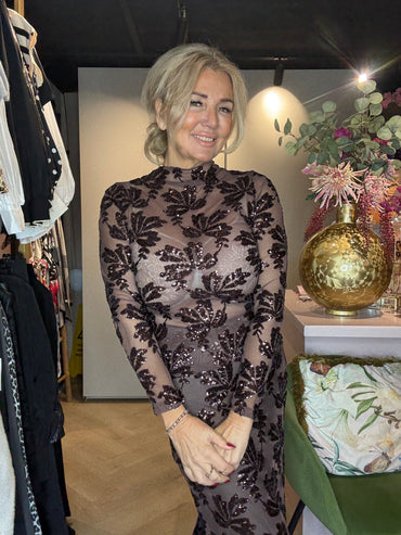 Pailletten Party Top Bruin