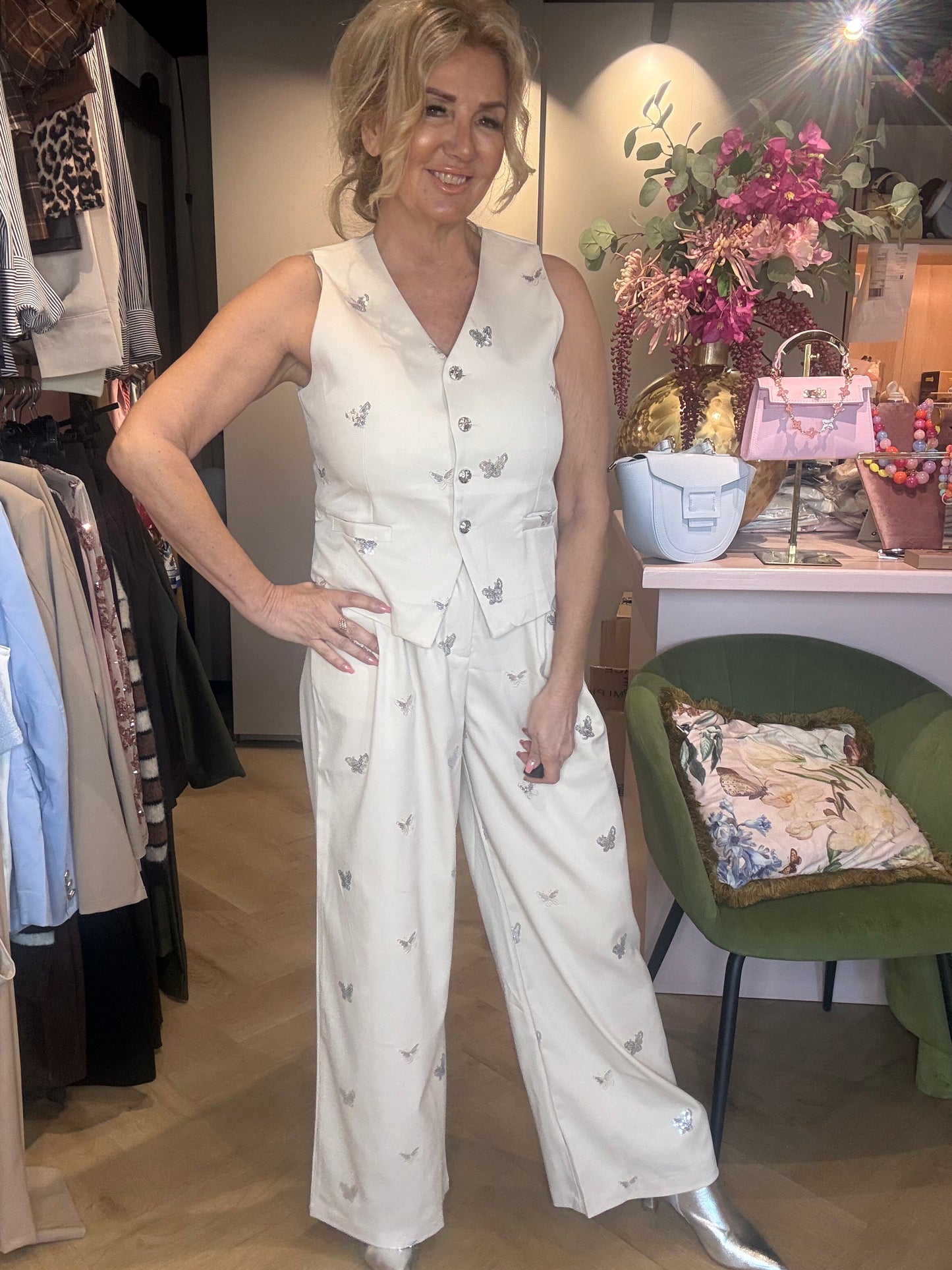 Broek Straight leg Vlinder 🦋creme