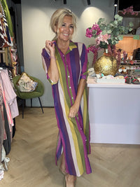 Jurk doorknoop streep paars