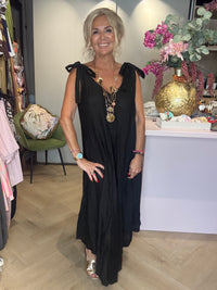 Robe en lin avec nœud noire
