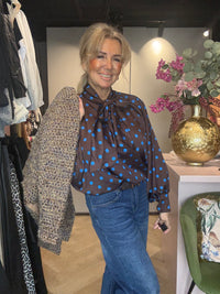 Polkadot bruin /cobalt stip